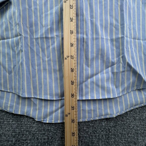 NWT Club Room Men’s 15.5 32/33 Striped Blue Yellow White Collar Button Up Shirt - Picture 3 of 13